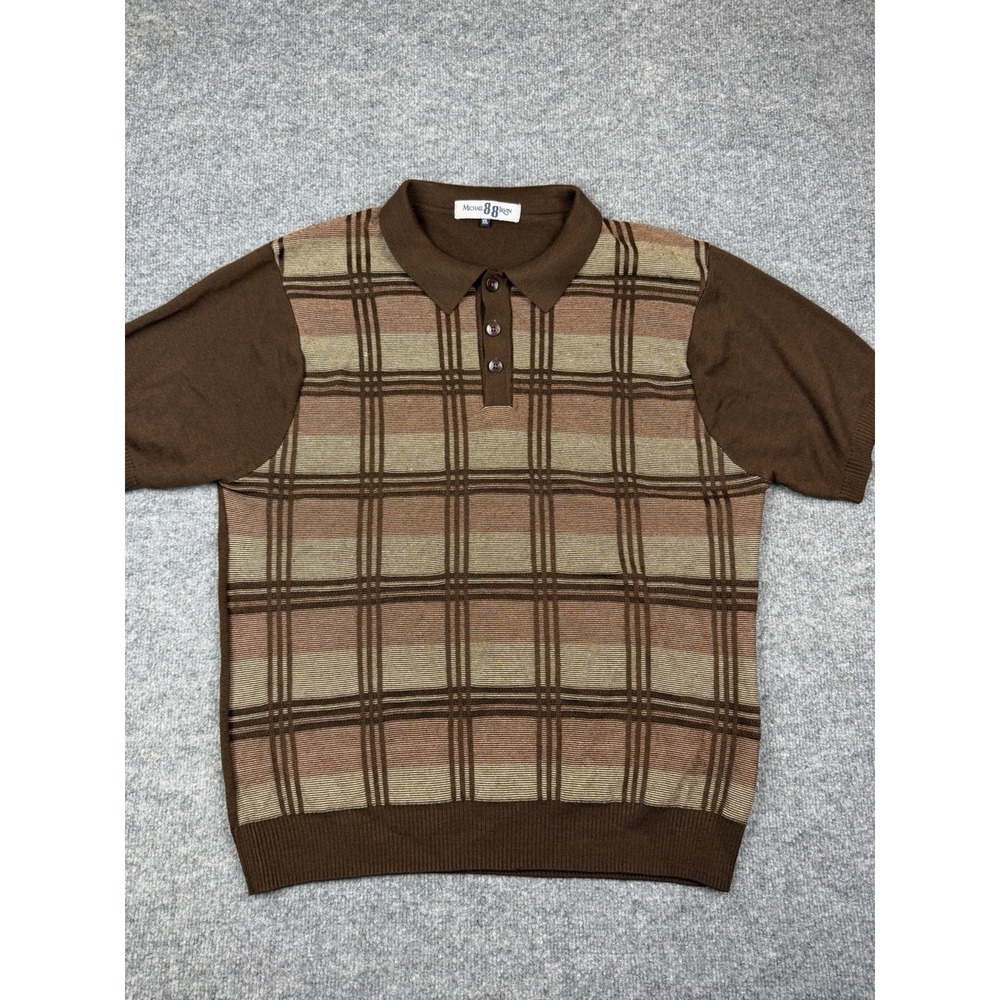 Michael Irvin Vintage Retro 1960s 70s Brown Knitted Polo Shirt XXL Big & Tall